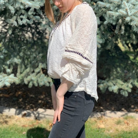 Free People Darcy Eyelet Blouse Ivory - Picture 7 of 8